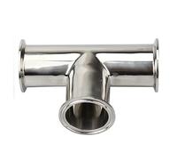 Revive Furniture 51mm O/D 304 Stainless Steel Sanitary Ferrule 3 Way Tee Connector Pipe Fitting 2" Tri Clamp
