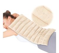REVIX Extra Large Microwavable Heating Pad for Back, Moist Heat Wrap | Flaxseed & Clay Beads Filling, Weighted Moist Heat Design, Reusable Warm or Cool Comfort for Back and Shoulders, Beige