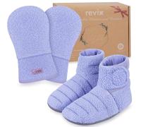 REVIX Heated Mittens for Hand, Microwavable Booties and Feet Warmers for Women & Men, Moist Heat Hand Warmer Gloves, Heated Foot Warmer for Foot Ankle, Cold Feet, Purple Size L, Set of 2
