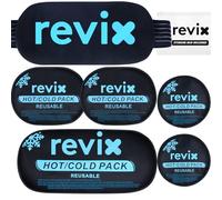 REVIX Ice Packs for Injuries Reusable, 5 Pack Hot and Cold Gel Ice Pack Set for Pain Relief, Swelling, Bruises, Inflammation and Post Surgery Recovery, Adjustable & Flexible for Knees, Back, and Neck
