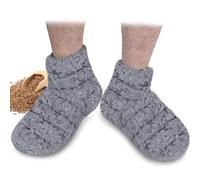 REVIX Microwavable Booties and Feet Warmers for Women & Men, Microwave Heated Foot Warmer with Flaxseed Moist Heat Therapy for Cold Feet, Gray, S/M