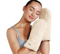 REVIX Microwavable Heating Mittens for Hand and Fingers, Cordless Heated Gloves for Cold Hands, Moist Heating Pad Microwavable for Stiff Hands and Soothing Relief, 1 Pair, Beige