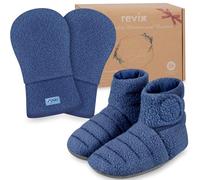 REVIX Microwavable Heating Mittens for Hand and Fingers, Feet Warmers for Women and Men, Hand Warmer Gloves, Microwave Heated Foot Warmer for Cold Feet, Navy Size S, Set of 2