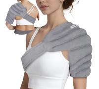 REVIX Microwavable Shoulder Heating Pad for Rotator Cuff, Moist Heating Pads Microwavable with Adjustable Strap, Shoulder Heating Pads for Upper Back Muscle Relaxation & Relief, Gray