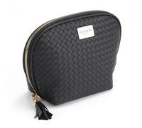 REVLON Basketweave Makeup Pouch - Small Makeup Pouch, Compact Travel Makeup Organizer, Cosmetic Bag, Mini Makeup Case with Pockets, Toiletry Pouch - Gifts for Women, Ladies, or Teen Girls, Onyx
