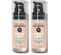 Revlon Color Stay Liquid Foundation Makeup for Normal/Dry Skin SPF 20, Longwear with Medium-Full Coverage and Natural Finish, Oil Free, 110, 30 ml (Pack of 2)