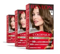 Revlon ColorSilk with Bond Repair Complex Brown Permanent Hair Color 100% Gray Coverage Ammonia Free Hair Dye Vegan Keratin 50 Light Ash Bro
