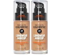 Revlon Colorstay Liquid Foundation Makeup for Combination/Oily Skin SPF 15, Longwear Medium-Full Coverage with Matte Finish, Natural Beige ((220), 30 ml (Pack of 2)