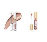 Revlon Glimmer Liquid Shadow, Smudge-Proof Shimmer Eyeshadow, Starstruck + Revlon Super Lustrous Glimmer Gloss - Plumping Lip Gloss with Plant-Based Glitter, Oversized Applicator, Glazed Almond