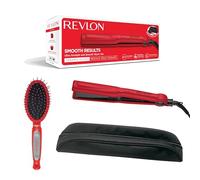 REVLON Ultra Straight and Smooth Styler Set (200°C Fast Styler with Ceramic Plates Gift Set with Brush and Storage Pouch) RVST2176GP