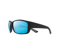 Revo Sunglasses Dexter: Men's Polarized Crystal Glass Lens with Large, Square Wrap Frame, Matte Black Frame with H20 Blue Lens