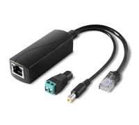 REVODATA 2.5G Ethernet PoE Splitter 12V/2A with DC Female Connector, DC 5.5 * 2.1mm Plug, 48V PoE to DC 12V/2A 24W Output, Conforms to IEEE 802.3af/at for DIY & Various Scenarios (PS5712TG-B)