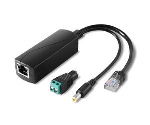REVODATA 2.5G Ethernet PoE Splitter 12V/2A with DC Female Connector, DC 5.5 * 2.1mm Plug, 48V PoE to DC 12V/2A 24W Output, Conforms to IEEE 802.3af/at for DIY & Various Scenarios (PS5712TG-B)
