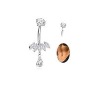 REVOLIA 14G G23 Solid Titanium Dangle Belly Button Ring for Women Teardrop Dangling Navel Ring Internally Threaded CZ Belly Navel Piercing Jewelry 10MM, Titanium Cubic Zirconia, cubic zirconia