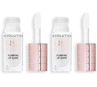Revolution Beauty London Pout Bomb Plumping Gloss, High Shine, Rich Pigment, Soft Tingle Effect, Glaze Clear (Pack of 2)