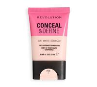 Revolution Conceal and Define Soft Matte Tube Foundation, Full Coverage Makeup, Even Skin Appearance & Control Shine, F0.5C. 23ml