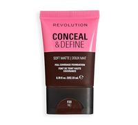 Revolution Conceal and Define Soft Matte Tube Foundation, Full Coverage Makeup, Even Skin Appearance & Control Shine, F20NC, 23ml