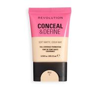 Revolution Conceal and Define Soft Matte Tube Foundation, Full Coverage Makeup, Even Skin Appearance & Control Shine, F0.2N, 23ml