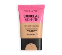 Revolution Conceal and Define Soft Matte Tube Foundation, Full Coverage Makeup, Even Skin Appearance & Control Shine, F6.5N, 23ml