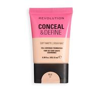 Revolution Conceal and Define Soft Matte Tube Foundation, Full Coverage Makeup, Even Skin Appearance & Control Shine, F0.3W, 23ml