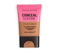 Revolution Conceal and Define Soft Matte Tube Foundation, Full Coverage Makeup, Even Skin Appearance & Control Shine, F12C, 23ml