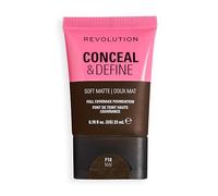 Revolution Conceal and Define Soft Matte Tube Foundation, Full Coverage Makeup, Even Skin Appearance & Control Shine, F18NW, 23ml