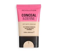 Revolution Conceal and Define Soft Matte Tube Foundation, Full Coverage Makeup, Even Skin Appearance & Control Shine, F1N, 23ml