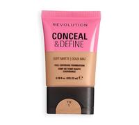 Revolution Conceal and Define Soft Matte Tube Foundation, Full Coverage Makeup, Even Skin Appearance & Control Shine, F10N, 23ml