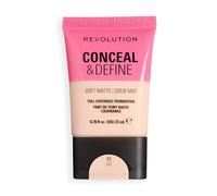 Revolution Conceal and Define Soft Matte Tube Foundation, Full Coverage Makeup, Even Skin Appearance & Control Shine, F2NC, 23ml