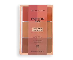 Revolution Everything Base Face Icon Complexion Palette, All-In-One Makeup for Eyes, Face, and Lips, Use as Foundation or as a Base, Dark, 5g