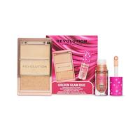 Revolution Golden Glam Duo, Shimmer Gloss & Highlight Palette | Includes A Shimmer Gloss & Highlight Palette, Glowing Glam Look, Gift for Her, Vegan & Cruelty-Free