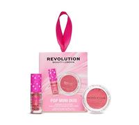 Revolution Pop Rose Kiss Blusher & Pink Shimmer Lip Duo | Includes A Mini Reloaded Blusher & Pout Lip Oil, Gift for Her, Vegan & Cruelty-Free