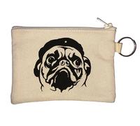 Revolution Pug Cute Che Guevara Parody Key Chain Coin Purse Beige