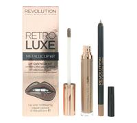 Revolution Retro Luxe Metallic Lip Kit Sovereign Lip Liner 1g & Liquid Lipstick