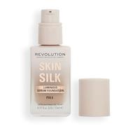 Revolution Skin Silk Radiant Satin Serum Foundation, F10.5C Medium-Tan | Buildable Coverage, Hydrating Hyaluronic Acid for a Natural Finish, Vegan & Cruelty-Free, 23ml