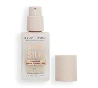 Revolution Skin Silk Radiant Satin Serum Foundation, F1N Fair Skin Tones | Buildable Coverage, Hydrating Hyaluronic Acid for a Natural Finish, Vegan & Cruelty-Free, 23ml