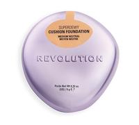 Revolution Superdewy Cushion Foundation, Lightweight Buildable Coverage, Dewy Hydrated Finish for Flawless Glowing Complexion, Medium Neutral, 9g
