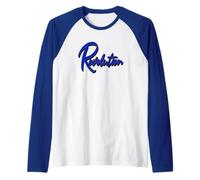 Revolution - Unique Blue Graphic Text Effect Designed Raglan Baseball Tee
