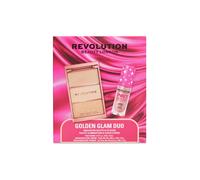 Revolution Golden Glam Duo, Shimmer Gloss & Highlight Palette | Includes A Shimmer Gloss & Highlight Palette, Glowing Glam Look, Gift for Her, Vegan & Cruelty-Free