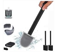Revolutionary 2 Pack Black Deep Clean Silicone Toilet Brush & Quick Dry Anti-drip Holder, Flexible No scratch Bathroom Brush