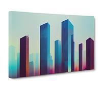 Revolutionary City Skyline Architecture Canvas Print | Gallery Wrapped 30mm Frame Wall Art | 30x20 inches | Ready to Hang | Contemporary Cityscape Picture | Living Room Bedroom Lounge Office