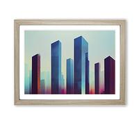 Revolutionary City Skyline Architecture Framed Wall Art Print A2 Oak