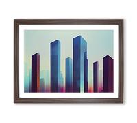 Revolutionary City Skyline Architecture Framed Wall Art Print A2 Walnut