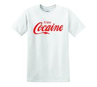 Revolutionary Tees Enjoy Cocaine Coke Drugs Pablo Escobar Cartel Heavy Cotton t-Shirt White