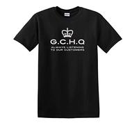 Revolutionary Tees GCHQ Always Listening to Our Customers Data Protection Funny Slogan T-Shirt Black