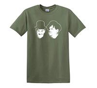 Revolutionary Tees Laurel and Hardy Comedy Legends Retro Film T-Shirt Military Green