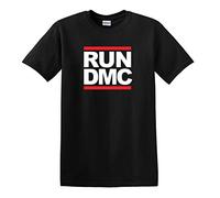 Revolutionary Tees Run DMC Hip Hop Retro Rap 80s Cult Band Heavy Cotton T-Shirt Black
