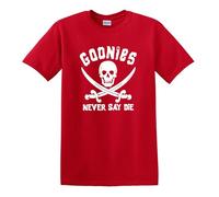 Revolutionary Tees The Goonies Never Say Die Retro Cult Classic Comedy 80s Heavy Cotton t-Shirt Red