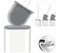 Revolutionary White 3 pack Deep Clean Silicone Toilet Brush & Quick Dry Anti-drip Holder, Flexible No scratch Bathroom Brushes