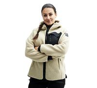 RevolutionRace Sherpa Hoodie for Women, Fleece Jacket Perfect for Walking and Outdoor Adventures, Beige Khaki, M